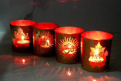 Esplanade Glass Tealight Holders Ð Pack of 4 | Decorative Candle Holders for Home DŽcor, Festive Lighting & Table Centerpieces