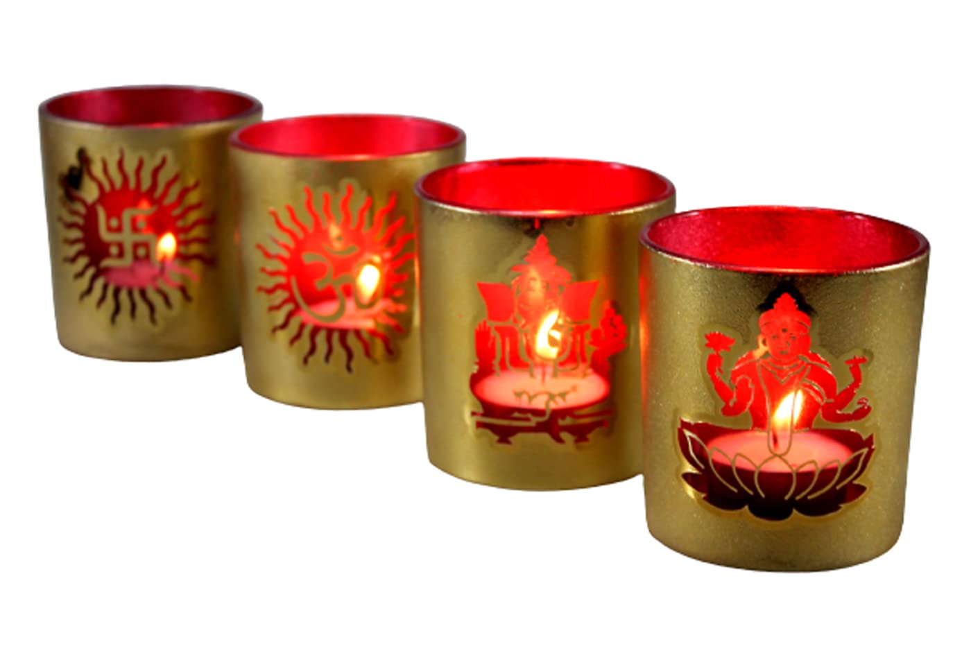 Esplanade Glass Tealight Holders Ð Pack of 4 | Decorative Candle Holders for Home DŽcor, Festive Lighting & Table Centerpieces