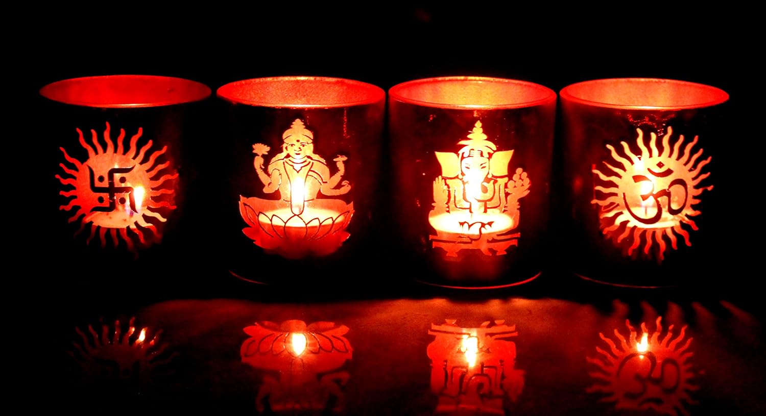 Esplanade Glass Tealight Holders Ð Pack of 4 | Decorative Candle Holders for Home DŽcor, Festive Lighting & Table Centerpieces