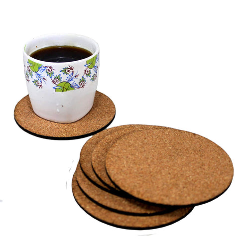 KLEO - Bar Beer Coffee Cork Coasters Set (Set of 6) - Long Lasting, Heat Resist, Absorbs Spilled Liquid, Non Slippery and Scratch Free