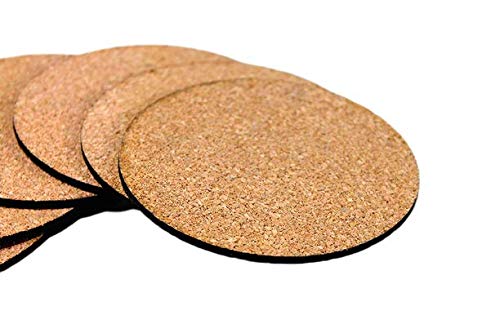 KLEO - Bar Beer Coffee Cork Coasters Set (Set of 6) - Long Lasting, Heat Resist, Absorbs Spilled Liquid, Non Slippery and Scratch Free
