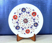 eSplanade Handicraft Marble Round Decorative Plates with Inlay Art Work - Mantle Piece, Decorative Piece, Centerpiece etc