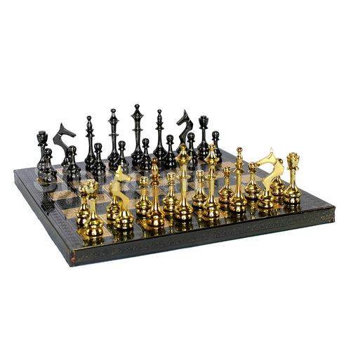 StonKraft Kid, Adult - Brass Chess Board Game Set With 100% Brass Chess Pieces, Chessmen, Chess Coins - 12