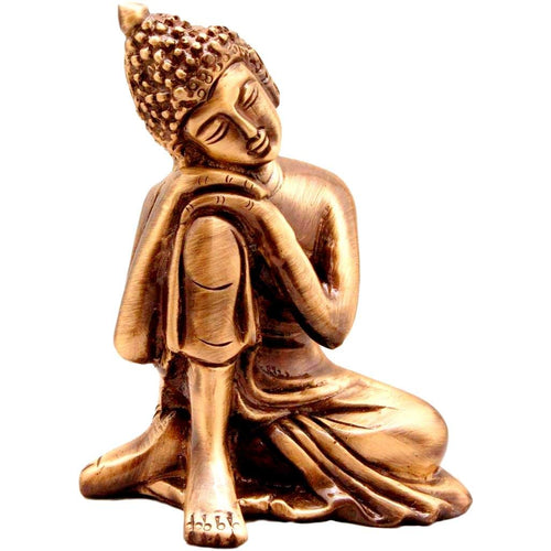 ESPLANADE Buddha Showpiece for Home Decor | Brass Resting Buddha Statue for Living Room, Office Table | Tibetan Decorative Items, Antique Idol & Figurine for Room Decor | Housewarming Gifts