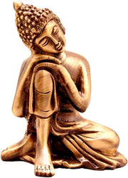 ESPLANADE Buddha Showpiece for Home Decor | Brass Resting Buddha Statue for Living Room, Office Table | Tibetan Decorative Items, Antique Idol & Figurine for Room Decor | Housewarming Gifts