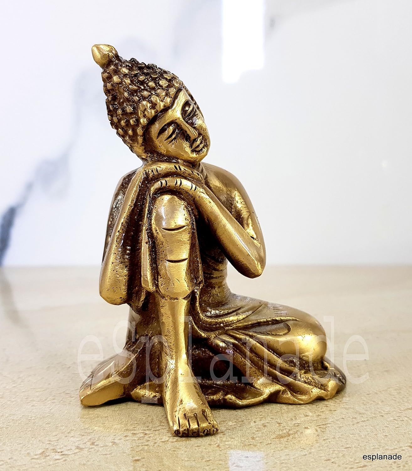 ESPLANADE Buddha Showpiece for Home Decor | Brass Resting Buddha Statue for Living Room, Office Table | Tibetan Decorative Items, Antique Idol & Figurine for Room Decor | Housewarming Gifts