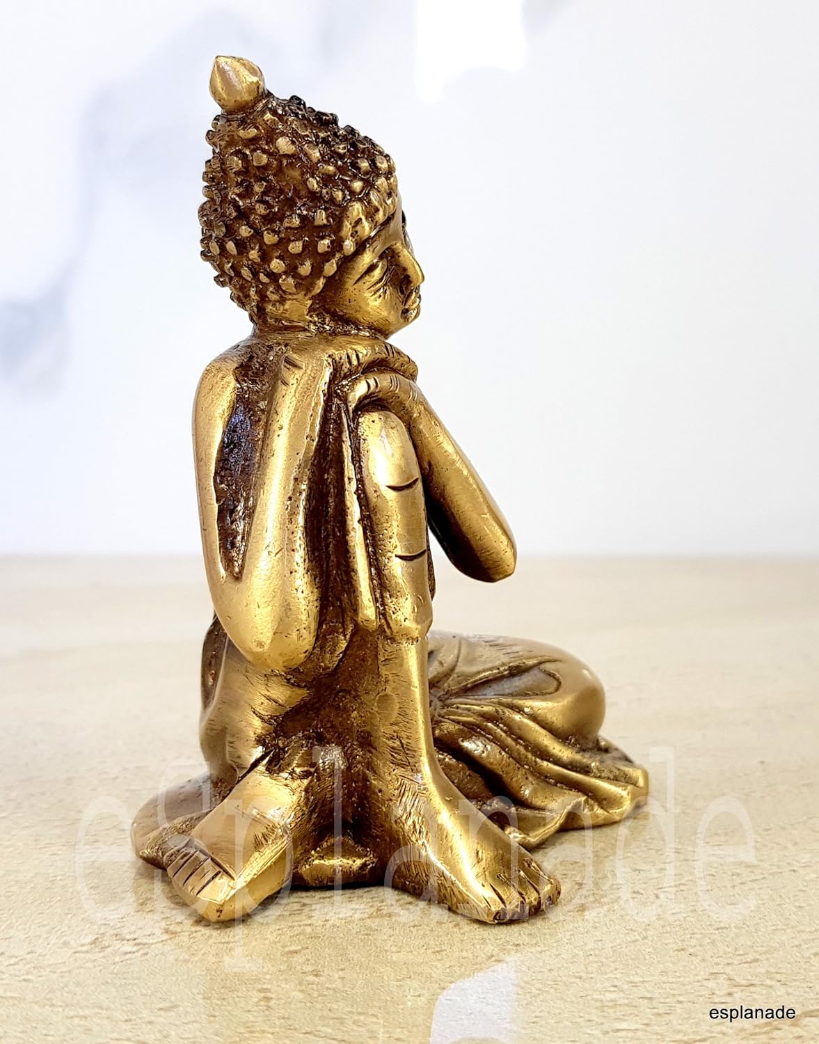 ESPLANADE Buddha Showpiece for Home Decor | Brass Resting Buddha Statue for Living Room, Office Table | Tibetan Decorative Items, Antique Idol & Figurine for Room Decor | Housewarming Gifts