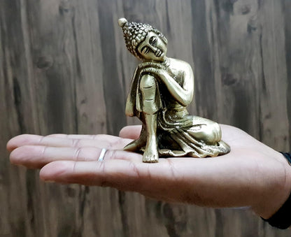 ESPLANADE Buddha Showpiece for Home Decor | Brass Resting Buddha Statue for Living Room, Office Table | Tibetan Decorative Items, Antique Idol & Figurine for Room Decor | Housewarming Gifts