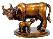 ESPLANADE Beautiful Lucky Figurine - Brass - Nandi Kamadhenu Cow Kamdhenu Cow and Calf Sculpture | Holy Cow Idol Statue