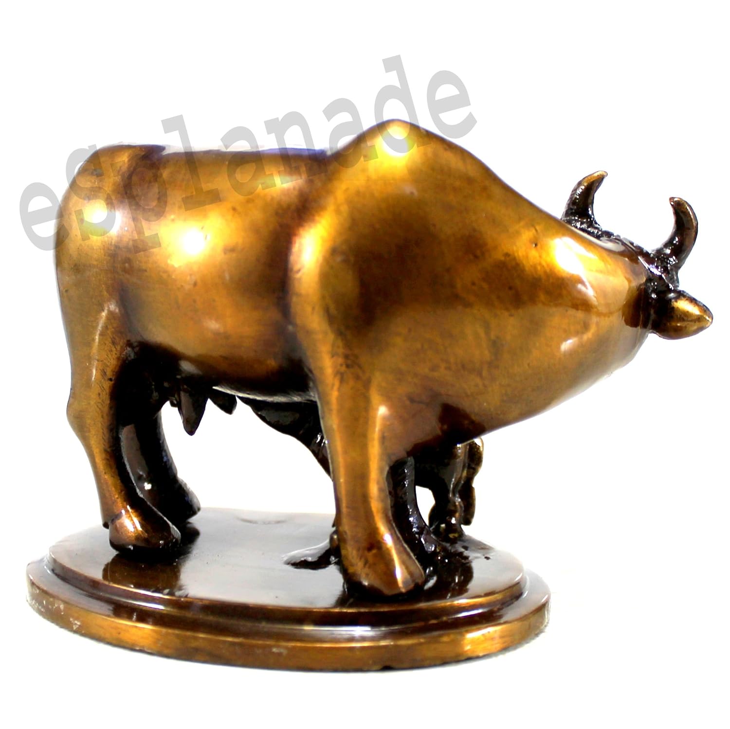 ESPLANADE Beautiful Lucky Figurine - Brass - Nandi Kamadhenu Cow Kamdhenu Cow and Calf Sculpture | Holy Cow Idol Statue