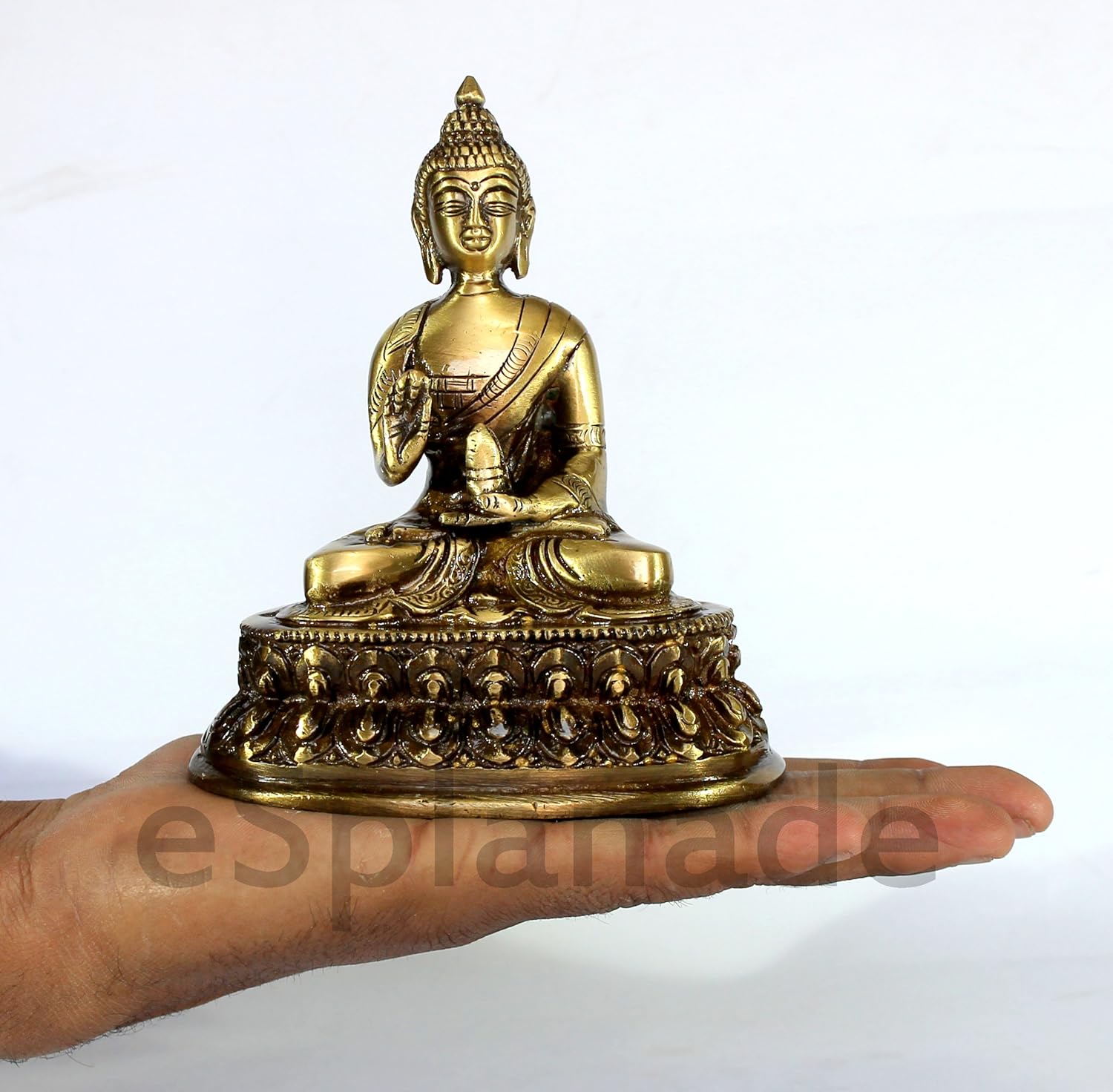 ESPLANADE Brass Buddha - Meditating Buddha - Showpiece | Home Decor | Brass Metal Idol Statue Figurine Murti