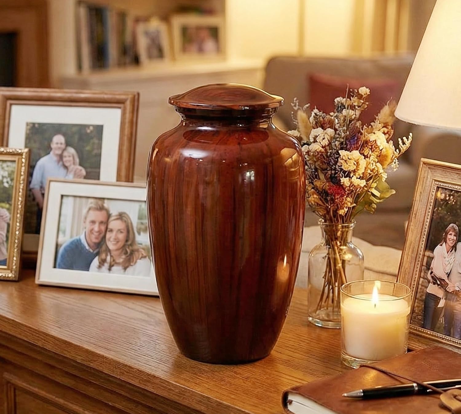 eSplanade Metal Cremation Urn Memorial Jar Pot Container | Full Size Printed Urn for Funeral Ashes Burial | Metal Urns | (Multicolor) - 10" Inches