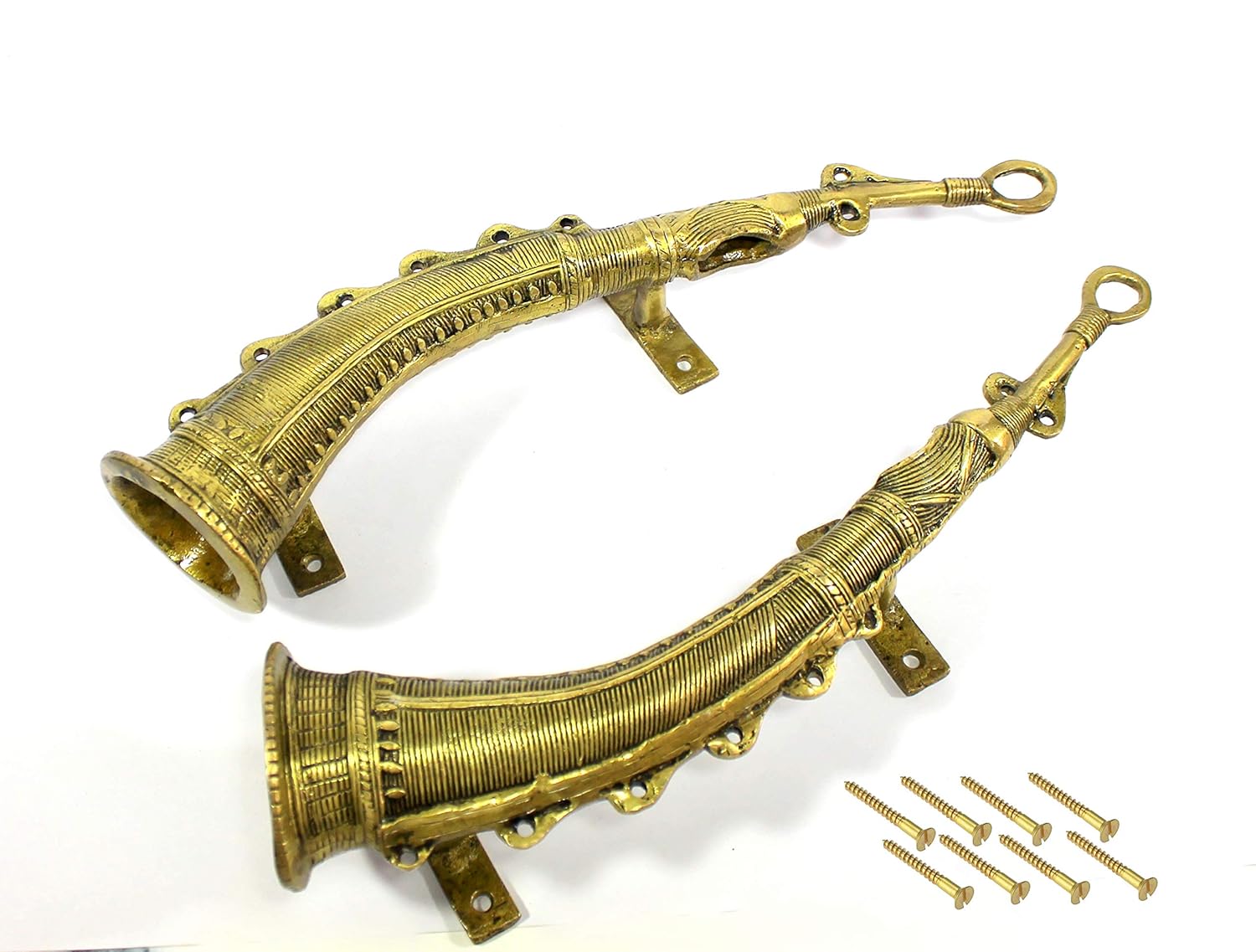 ESPLANADE Brass Door Handle Pair (2 pcs) | Home Decor | Door Decor | Pair of Brass Door Handles (Shehnai)