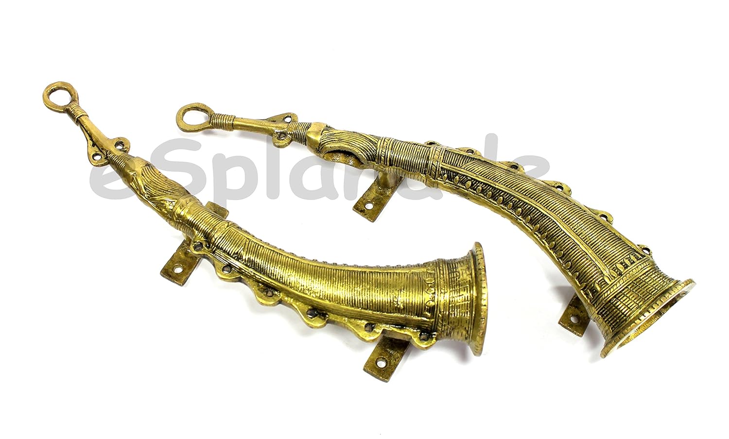ESPLANADE Brass Door Handle Pair (2 pcs) | Home Decor | Door Decor | Pair of Brass Door Handles (Shehnai)