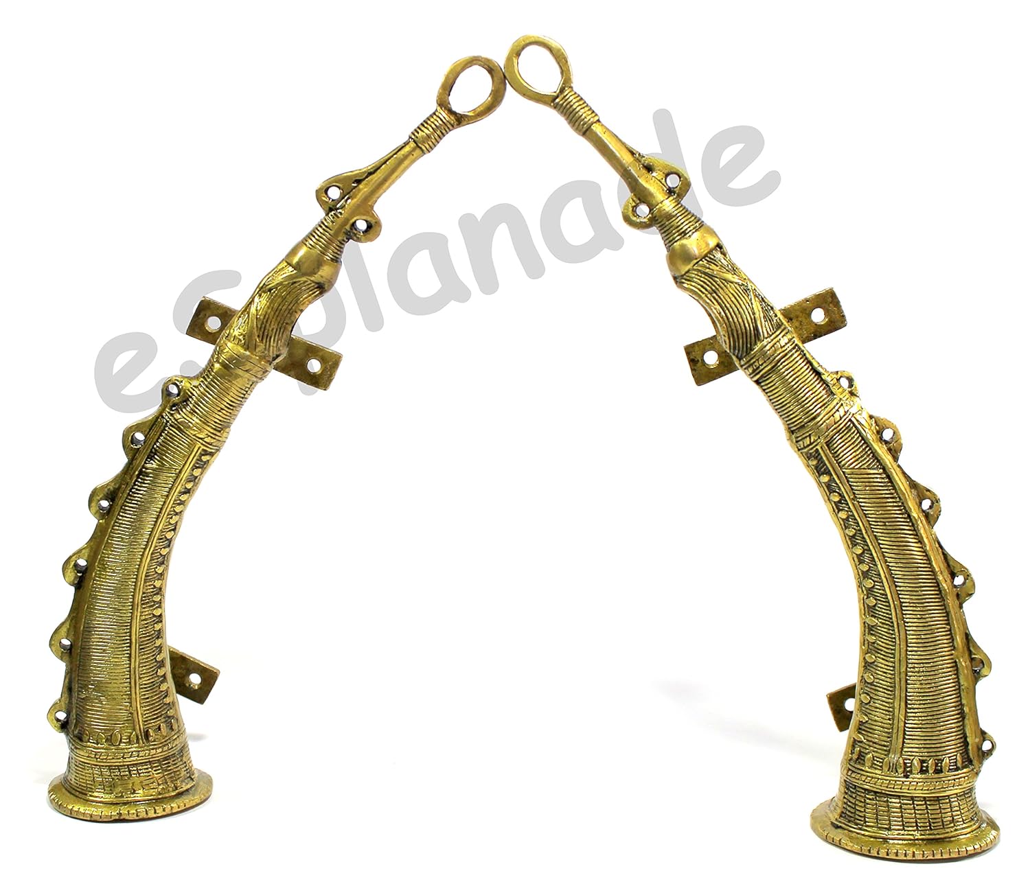 ESPLANADE Brass Door Handle Pair (2 pcs) | Home Decor | Door Decor | Pair of Brass Door Handles (Shehnai)