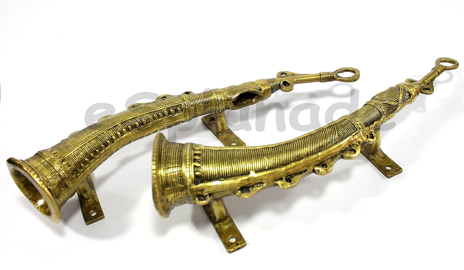 ESPLANADE Brass Door Handle Pair (2 pcs) | Home Decor | Door Decor | Pair of Brass Door Handles (Shehnai)
