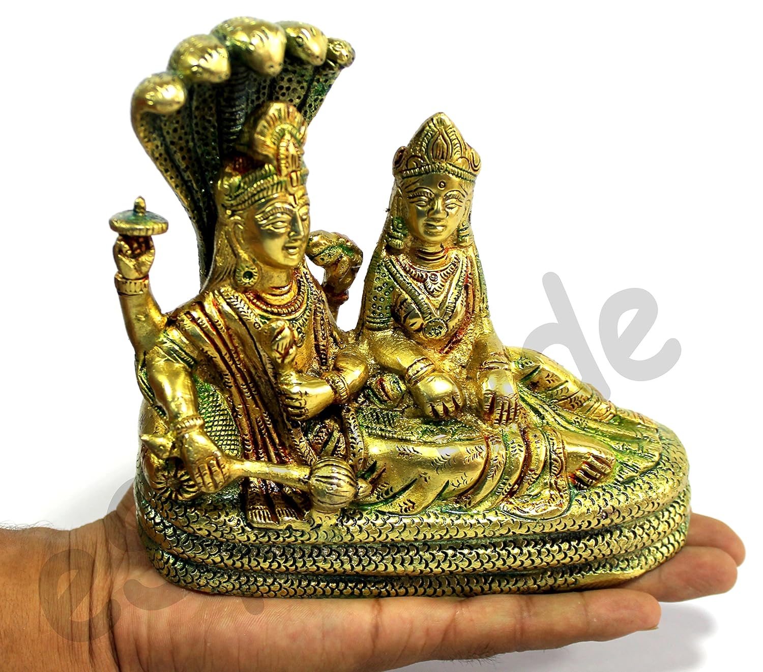 ESPLANADE Brass Vishnu Laxmi in Ksheer Sagar Lakshmi Narayan Murti Idol Statue Sculpture | Pooja Idols - Home Decor | Multicolour - 6.5" Inches