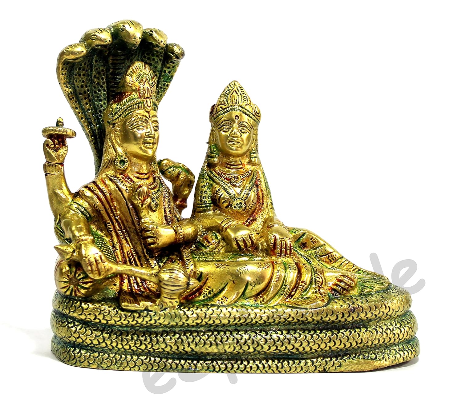 ESPLANADE Brass Vishnu Laxmi in Ksheer Sagar Lakshmi Narayan Murti Idol Statue Sculpture | Pooja Idols - Home Decor | Multicolour - 6.5" Inches