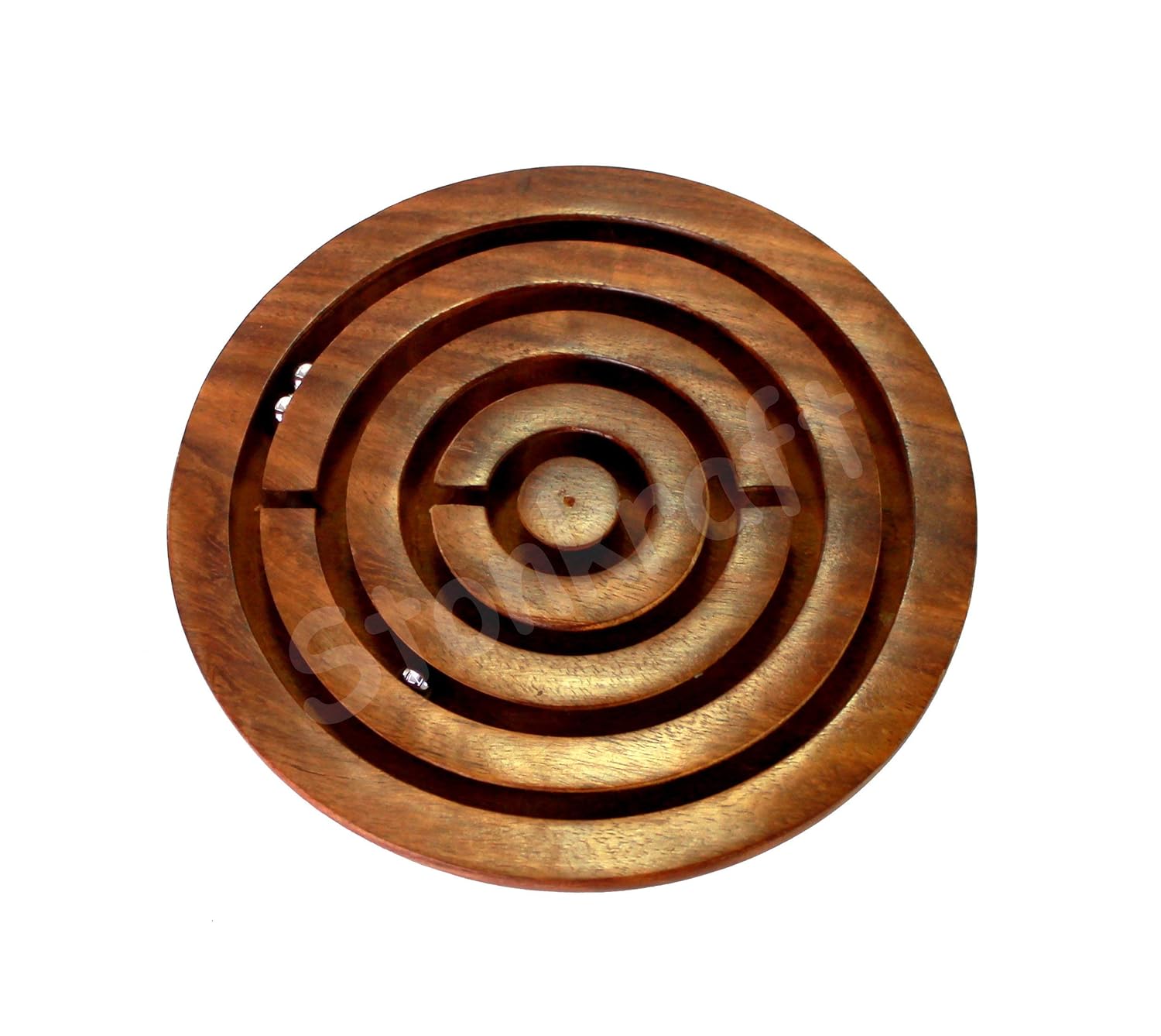 StonKraft Wooden Labyrinth Board Game Ball in a Maze Puzzle Toys - Indoor Puzzle Game for Young Adults (4 Inches)