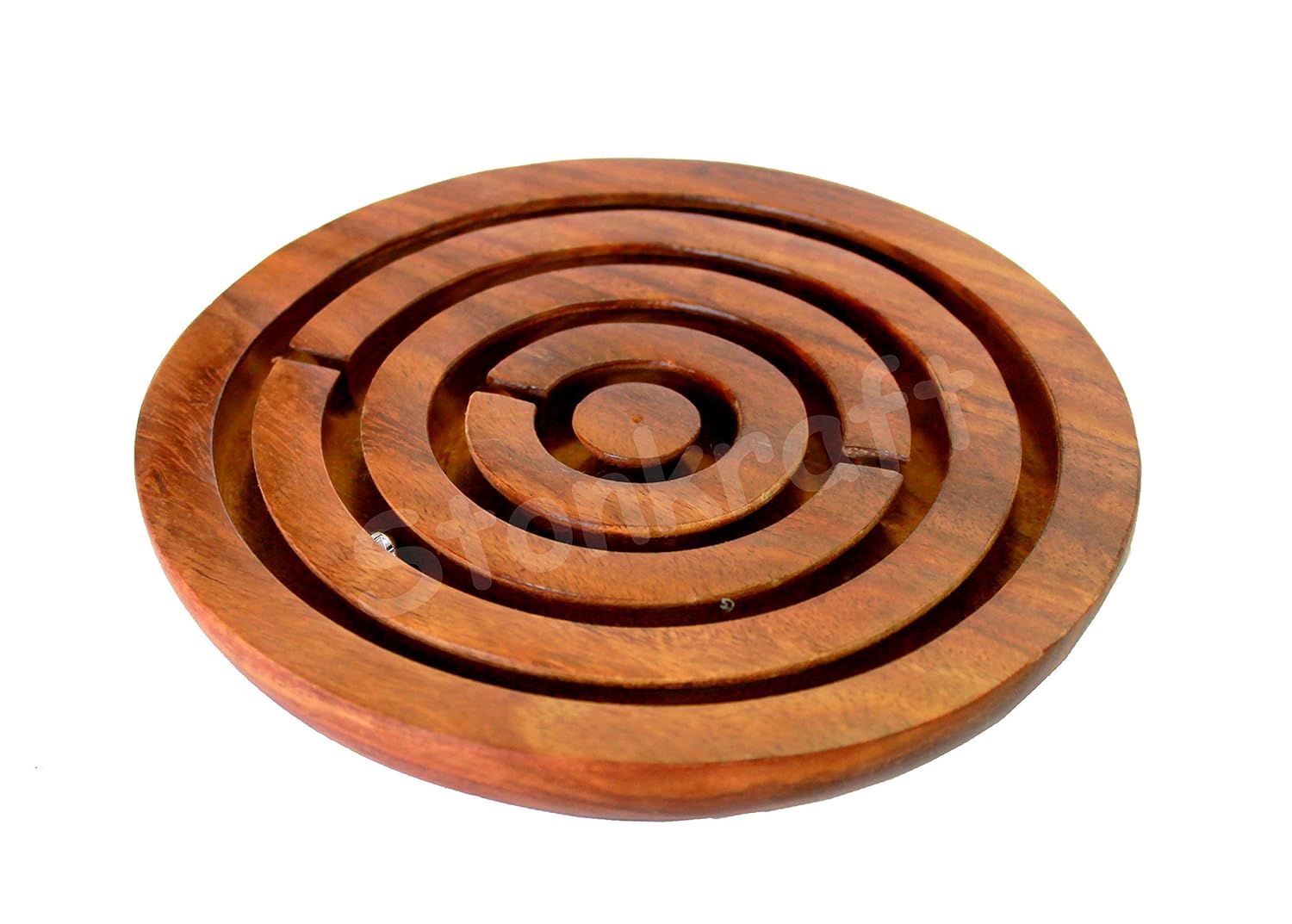 StonKraft Wooden Labyrinth Board Game Ball in a Maze Puzzle Toys - Indoor Puzzle Game for Young Adults (4 Inches)