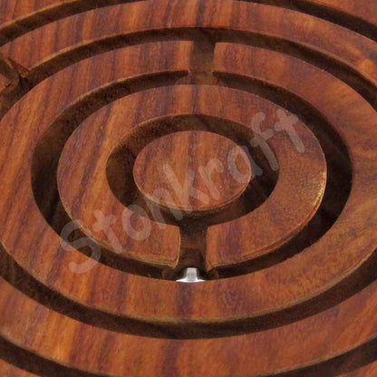 StonKraft Wooden Labyrinth Board Game Ball in a Maze Puzzle Toys - Indoor Puzzle Game for Young Adults (4 Inches)