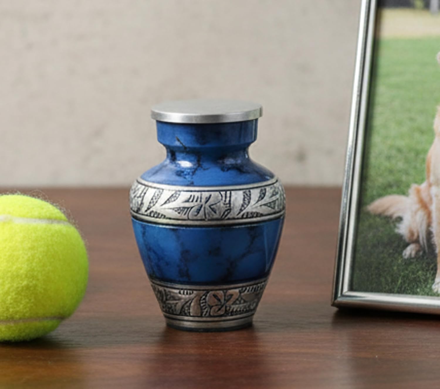 eSplanade Mini Cremation Urn Memorial Jar Pot Container | Small Metal Urn for Funeral Ashes Burial | Wolves with Moon Printed Metal Keepsake | Black - 4.5" Inches