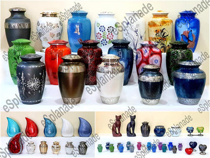eSplanade Cremation urn Memorial Container Jar Pot | Cremation Urns | Metal Urns | Burial Urns.
