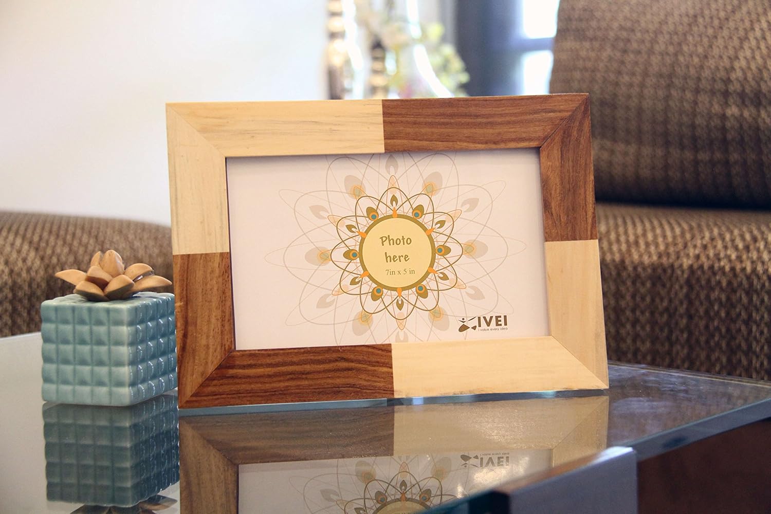 IVEI Wooden Photo Frame for Desk Solid Wood Photo Frame for Table - Wooden Picture Frame with Stand for Birthday, Home Decor - Photo Size - 8 in X 5 in