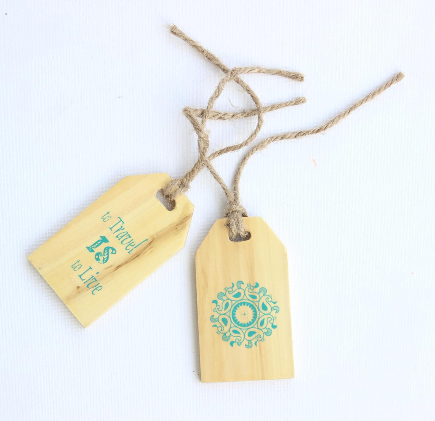 IVEI Wooden Travelling Luggage Tags - Bag Security Tag - Engraved Luggage Tags - Bag Tags with Quote - Suitcase Tags - Printed Tags - Sturdy and Light Weight - Gift for Travellers (Set of 2) - Blue