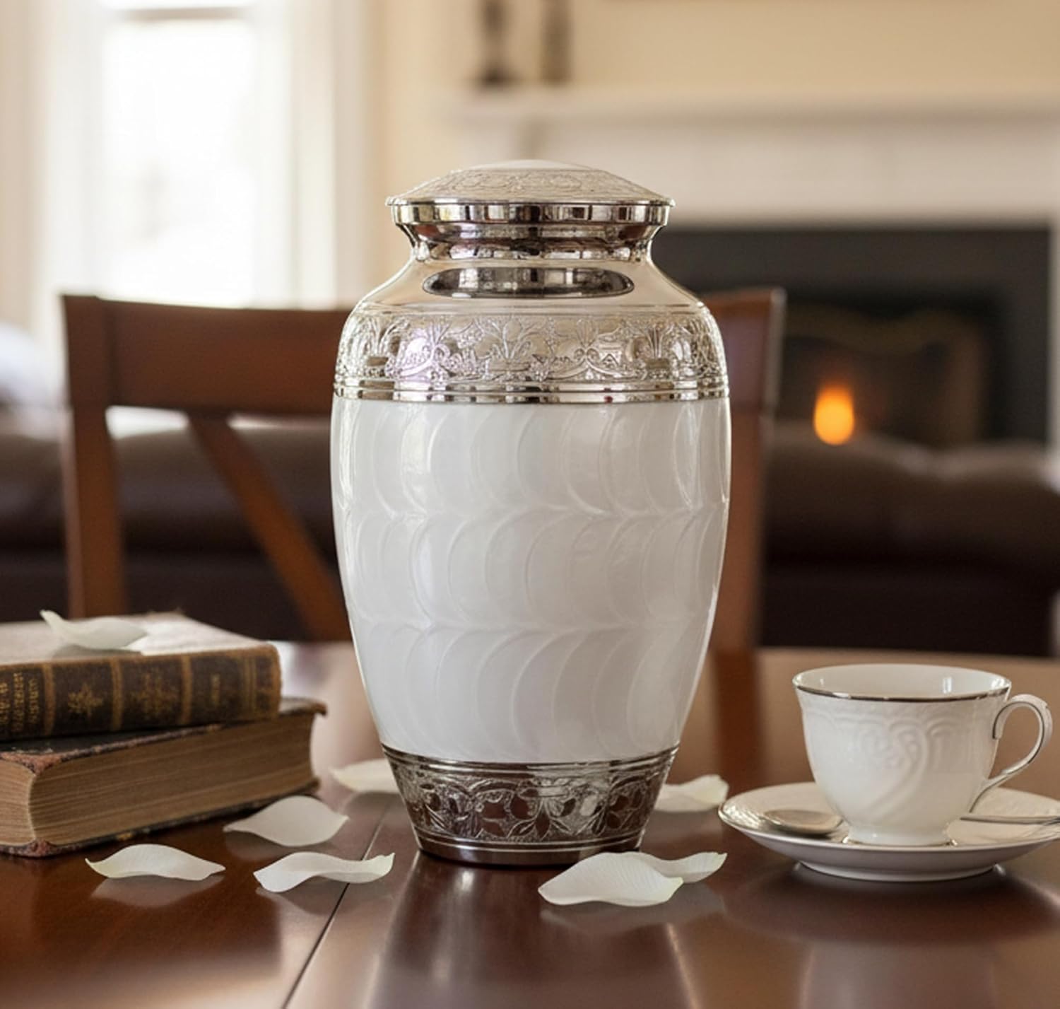 eSplanade Brass Cremation Urn Memorial Jar Pot Container | Full Size Urn for Funeral Ashes Burial | Meenakari Design Metal Urns | Blue - 10" Inches