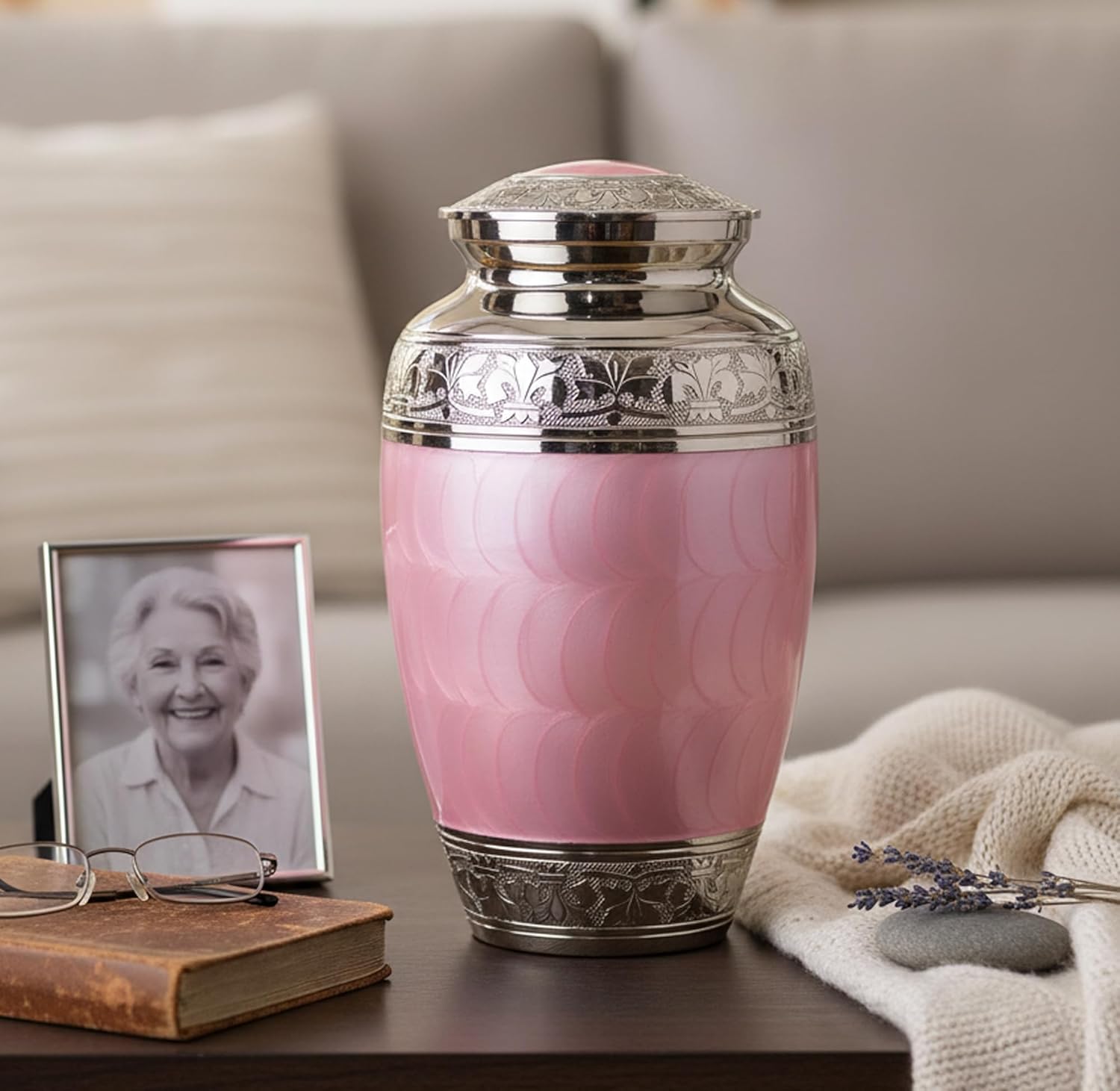 eSplanade Brass Cremation Urn Memorial Jar Pot Container | Full Size Urn for Funeral Ashes Burial | Meenakari Design Metal Urns | Blue - 10" Inches