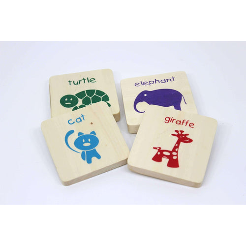 IVEI Wooden Educational Magnets for Kids – Bright Coloured Animal Magnet - Square Shape with Turtle, Elephant, Cat, Giraffe Design – Fridge Magnet – Innovative Magnets - Budget Gifts (Set of 4)