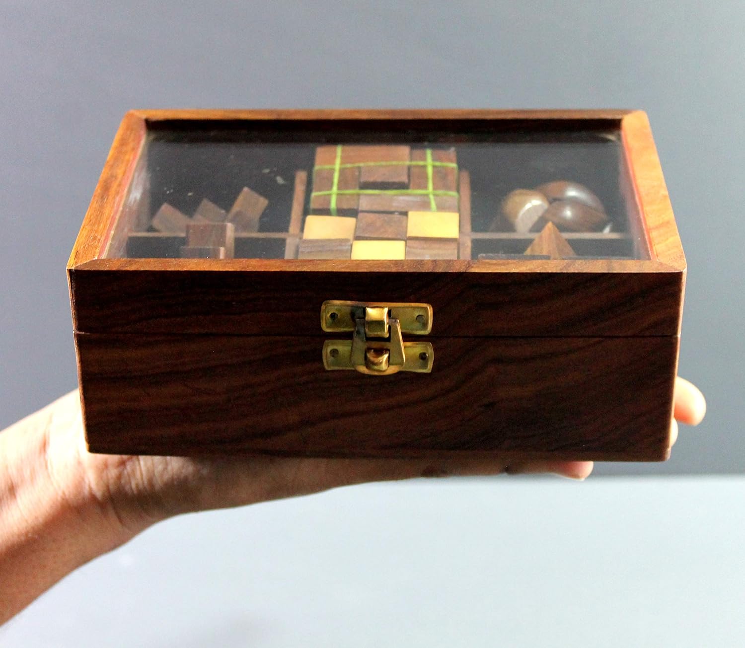 StonKraft 6-in-One Wooden Puzzle Games Set 3D Puzzles for Teens and Adults.