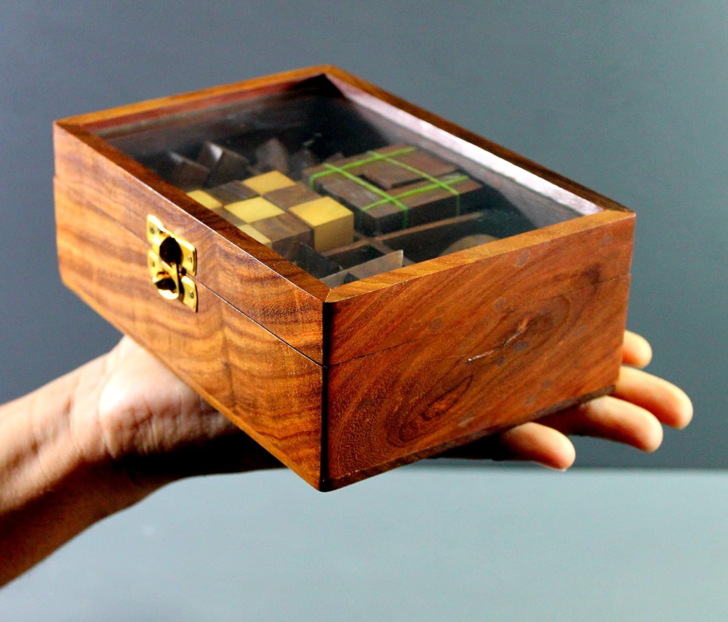 StonKraft 6-in-One Wooden Puzzle Games Set 3D Puzzles for Teens and Adults.