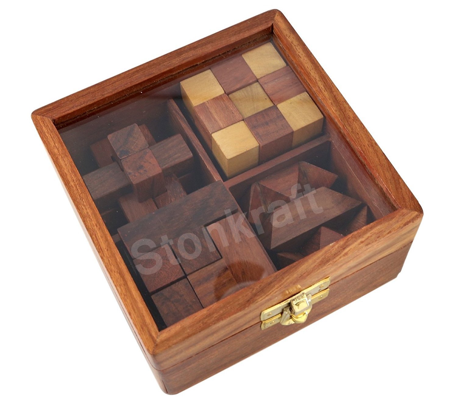 Stonkraft Wooden Puzzle Games Set 3D Puzzles for Teens and Adults.