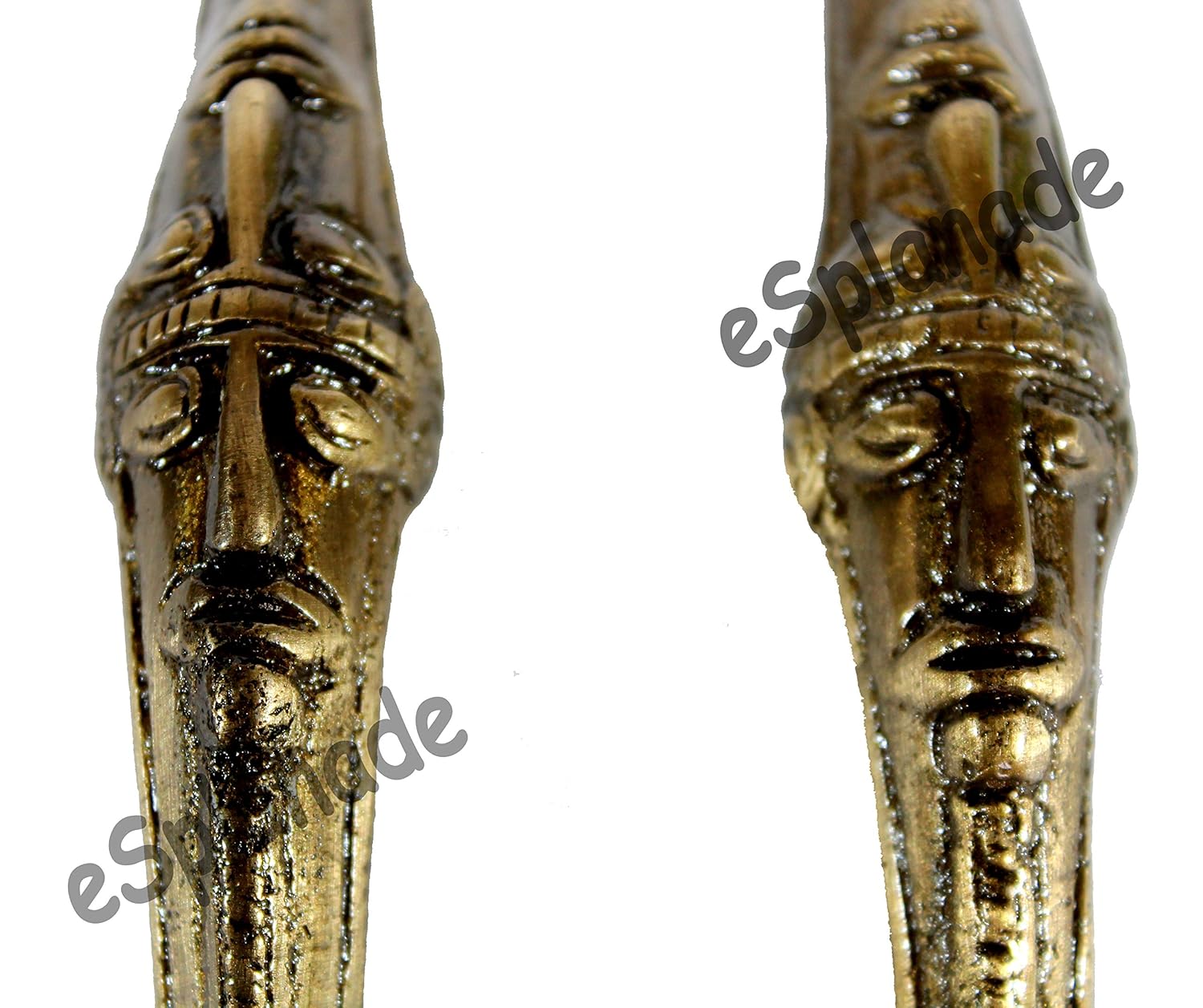 ESPLANADE - Designer Brass Door Handle Pair (2 pcs) | Tribal Face Door Pulls (1 x 6.5 inches) - Bronze, 100% Brass