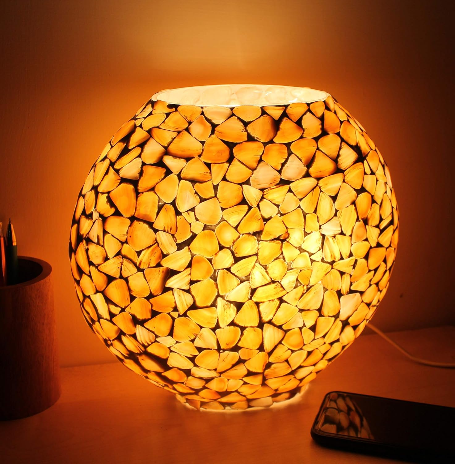 eSplanade Decorative Bedside Table Lamp 9.5-inch Tall (Beige) | Bedside Lamp | Reading Light | Christmas Lights | Christmas Gifts Ideas | Home Decor