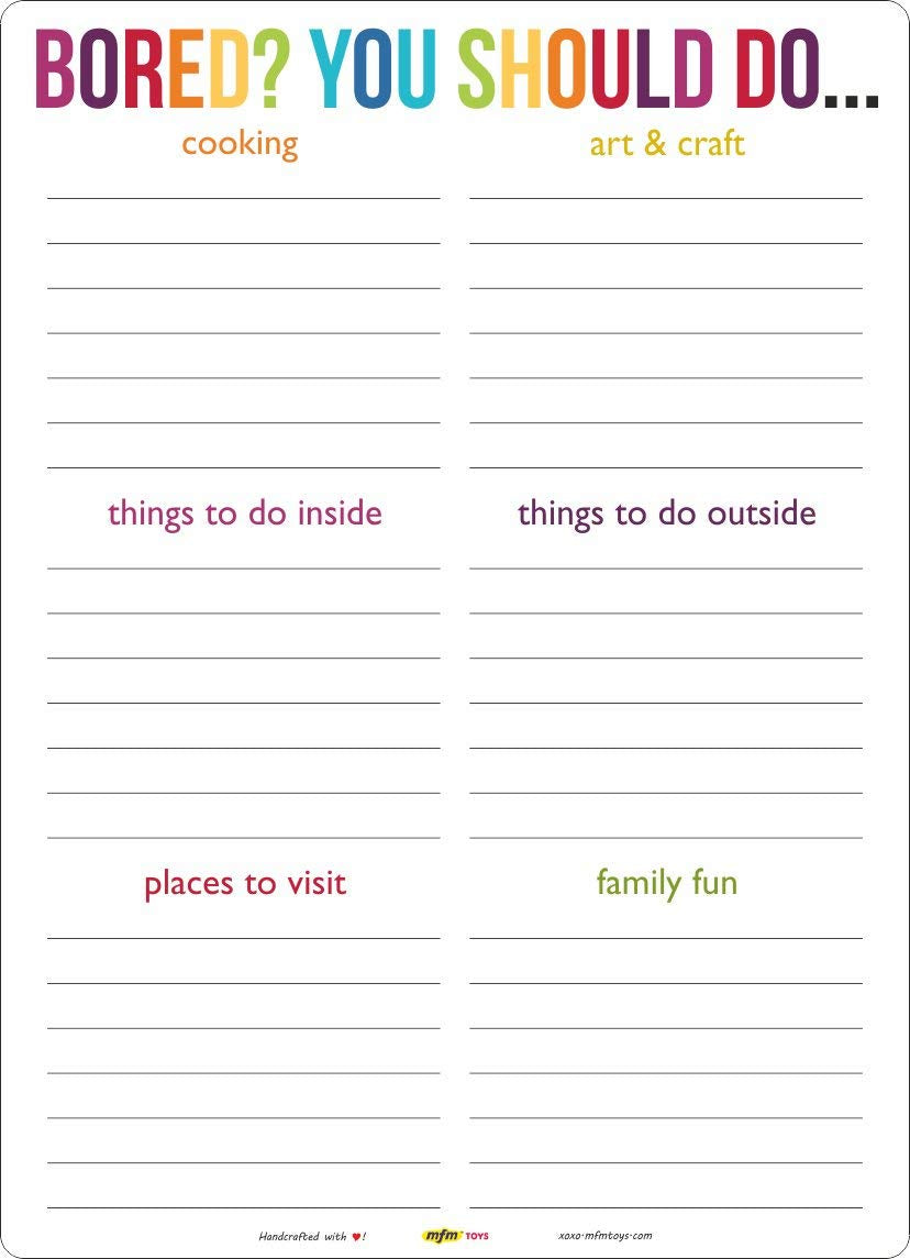 MFM TOYS Fridge Magnet Write-Erase Notepads Planners! Lockdown planner, Home Activities for Summer Vacations (Boredom Buster)