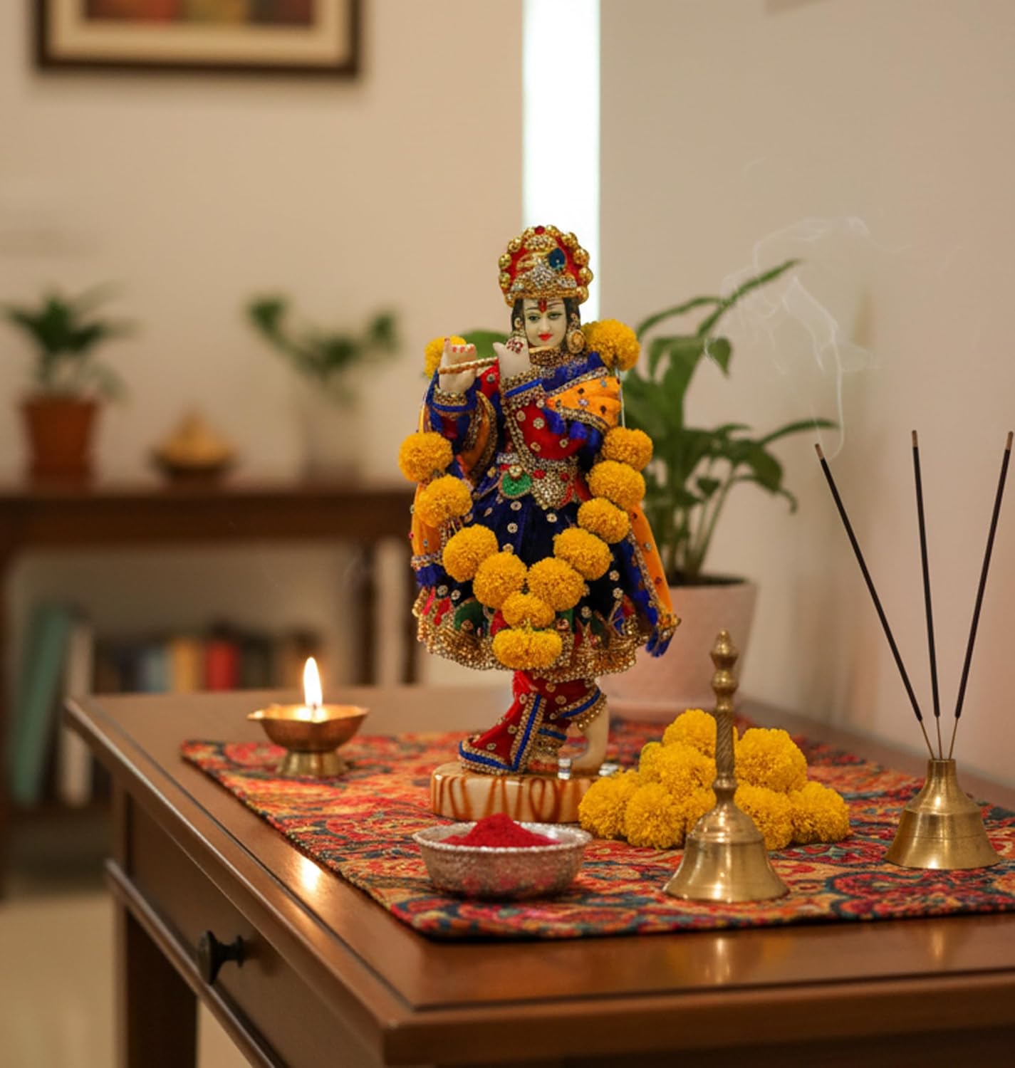 eSplanade Resin Krishna Kishan Murti Idol Statue Sculpture (11", 12.5", 14" Inches) Multicolour