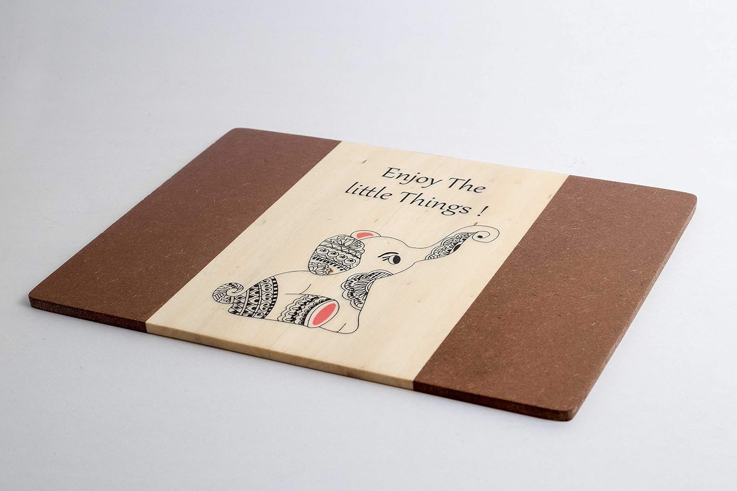 IVEI Wooden Mouse Pad for Laptop, Computer, Desktop - Smooth Movement pad - Designer Laptop Pad for Desk, Office, Home, Studying, Gaming - Doodle Print of Elephant - Attractive Pad for Gifting