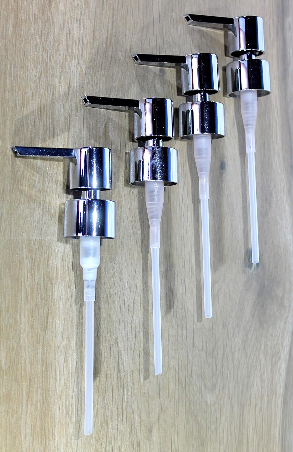 KLEO Chrome Finish Plastic Liquid Soap Dispenser Replacement Pump | Soap Pump | Lotion Pump - Pack of 4 (4 Piece Set)