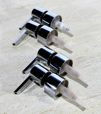 KLEO Chrome Finish Plastic Liquid Soap Dispenser Replacement Pump | Soap Pump | Lotion Pump - Pack of 4 (4 Piece Set)