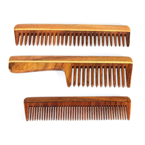 eSplanade Sheesham Rosewood Comb for Anti-Static Hair Beard Moustache (Set of 3) - Beauty Care Items For Men & Women - Brown (81A+76A+42)