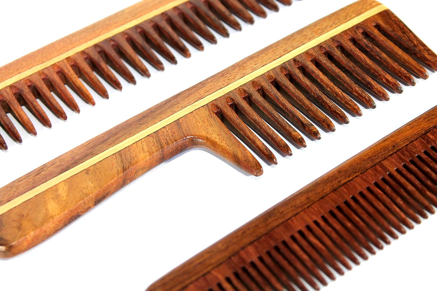 eSplanade Sheesham Rosewood Comb for Anti-Static Hair Beard Moustache (Set of 3) - Beauty Care Items For Men & Women - Brown (81A+76A+42)