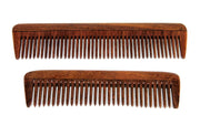 eSplanade Wooden Comb for Men & Women - Set of 2 - Sheesham Wood Handmade Anti-Static Hair Beard Moustache Combs - Brown
