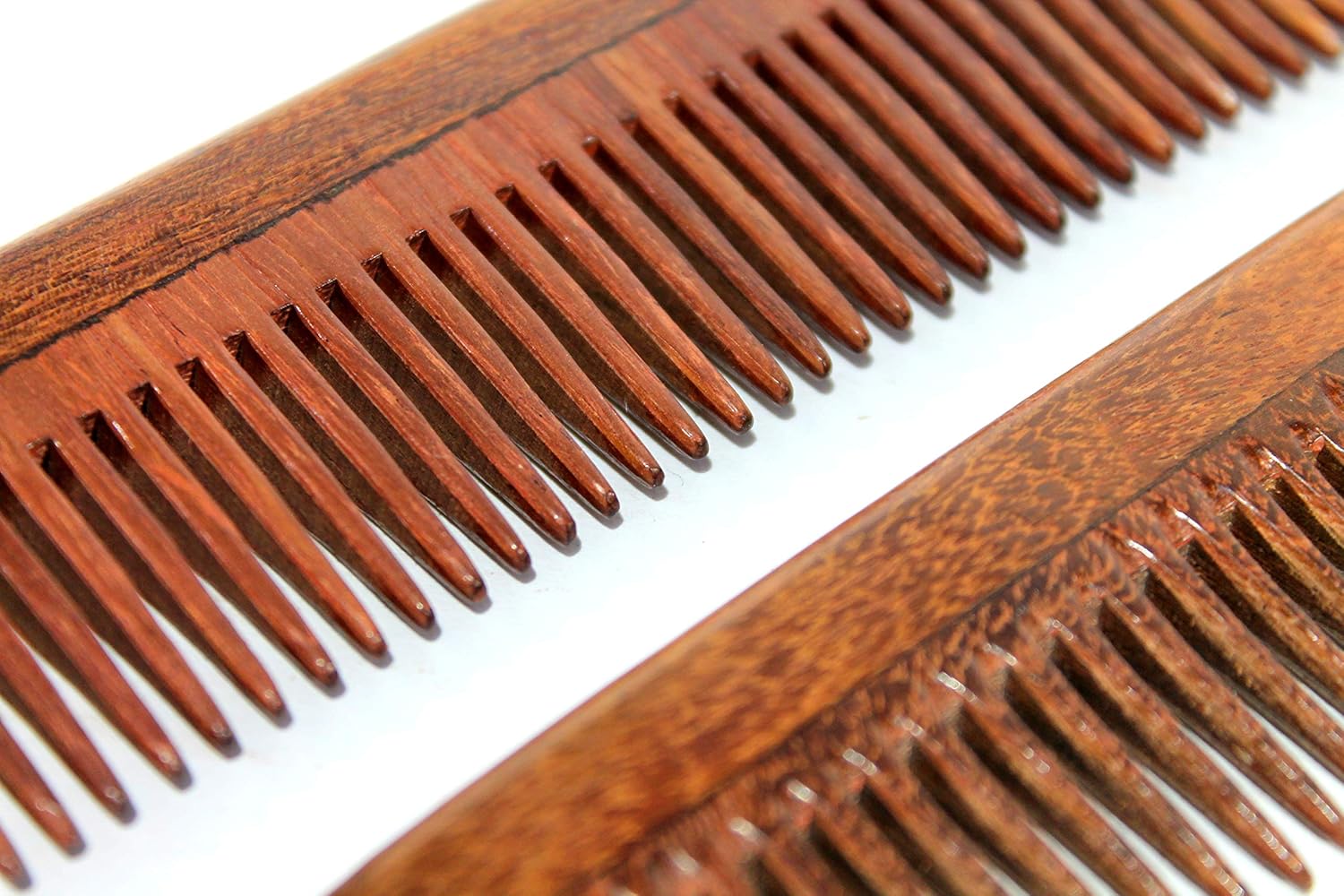 eSplanade Wooden Comb for Men & Women - Set of 2 - Sheesham Wood Handmade Anti-Static Hair Beard Moustache Combs - Brown