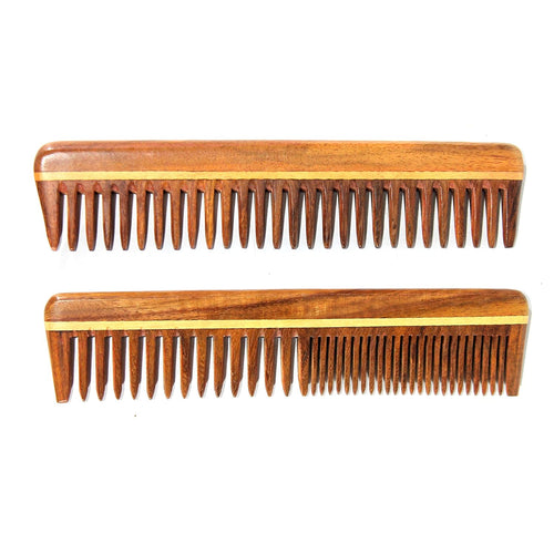 eSplanade Wooden Comb for Men & Women (Set of 2) - Sheesham Wood Handmade Moustache Comb.