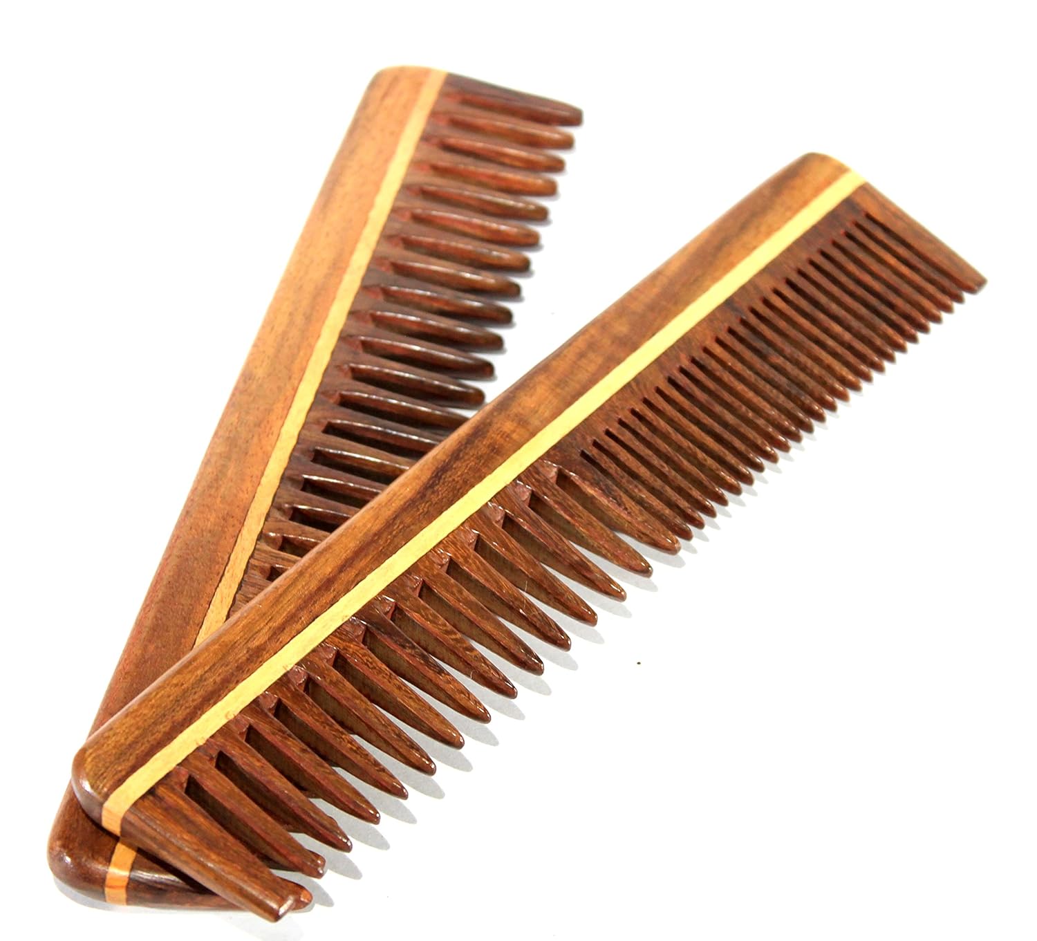 eSplanade Wooden Comb for Men & Women (Set of 2) - Sheesham Wood Handmade Moustache Comb.