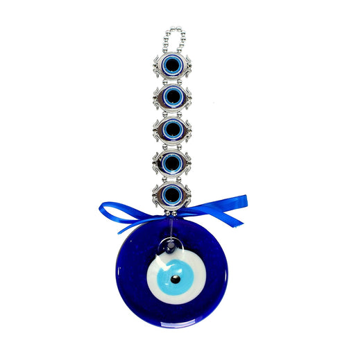 ESPLANADE Glass Evil Eye Car Door Hanging for Good Luck and Prosperity (Blue, Big)