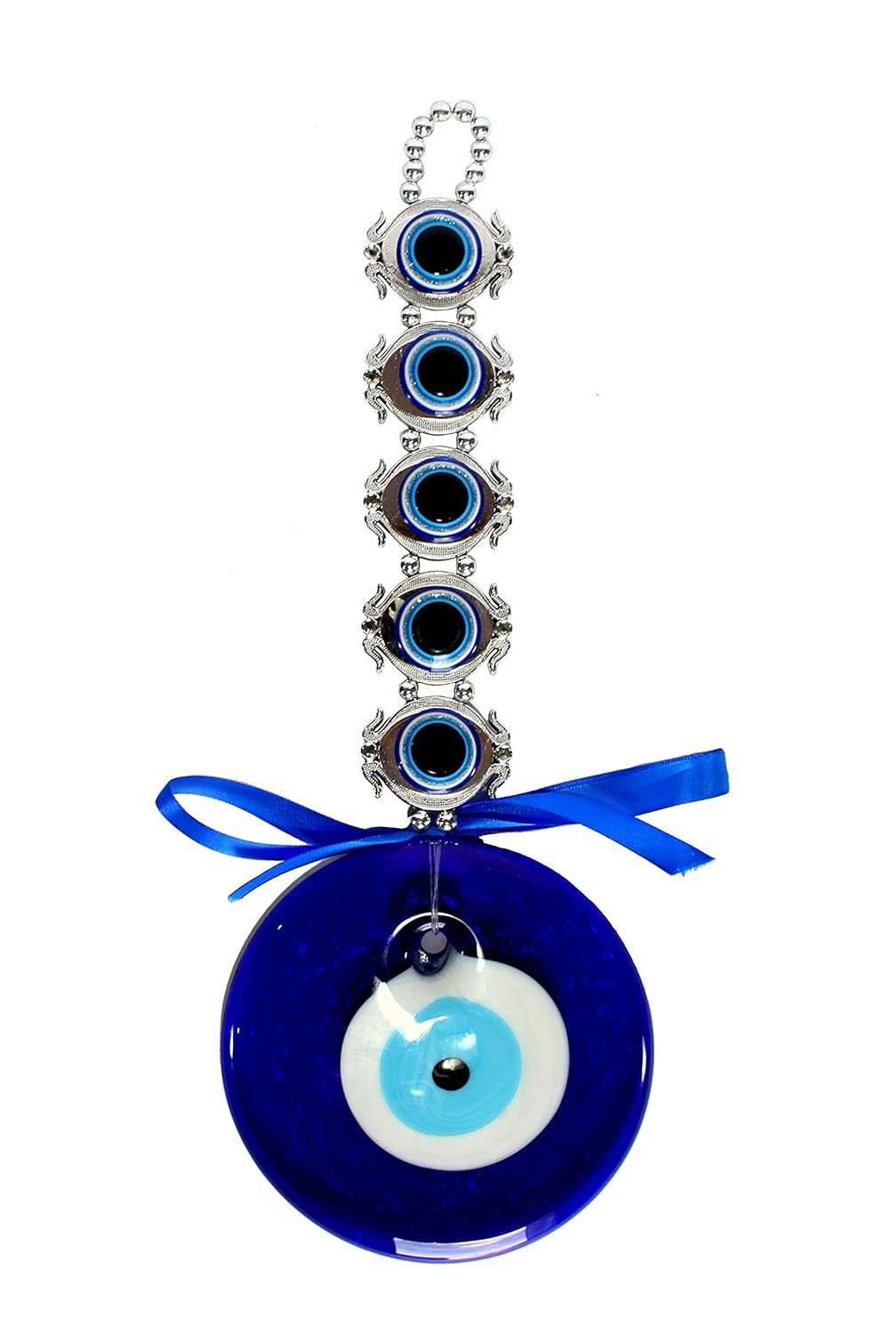 ESPLANADE Glass Evil Eye Car Door Hanging for Good Luck and Prosperity (Blue, Big)